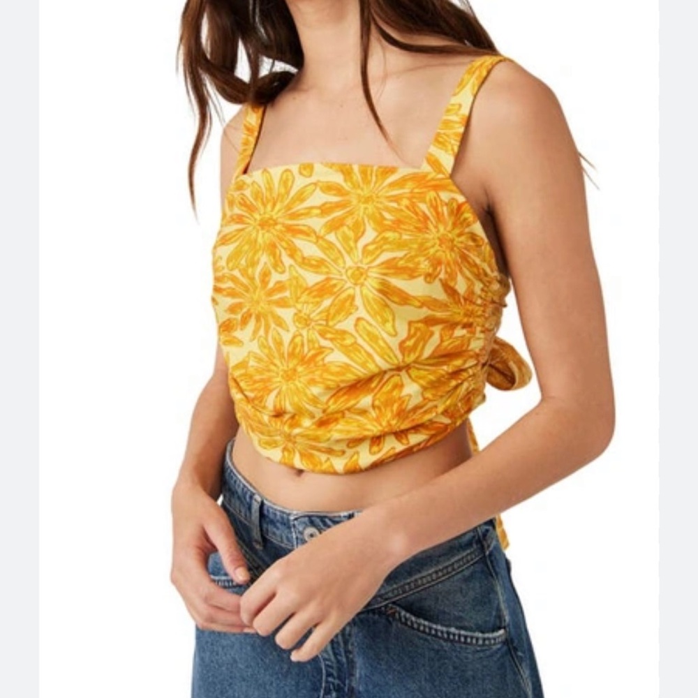 New NWT Free People All Tied Up Top In Yellow